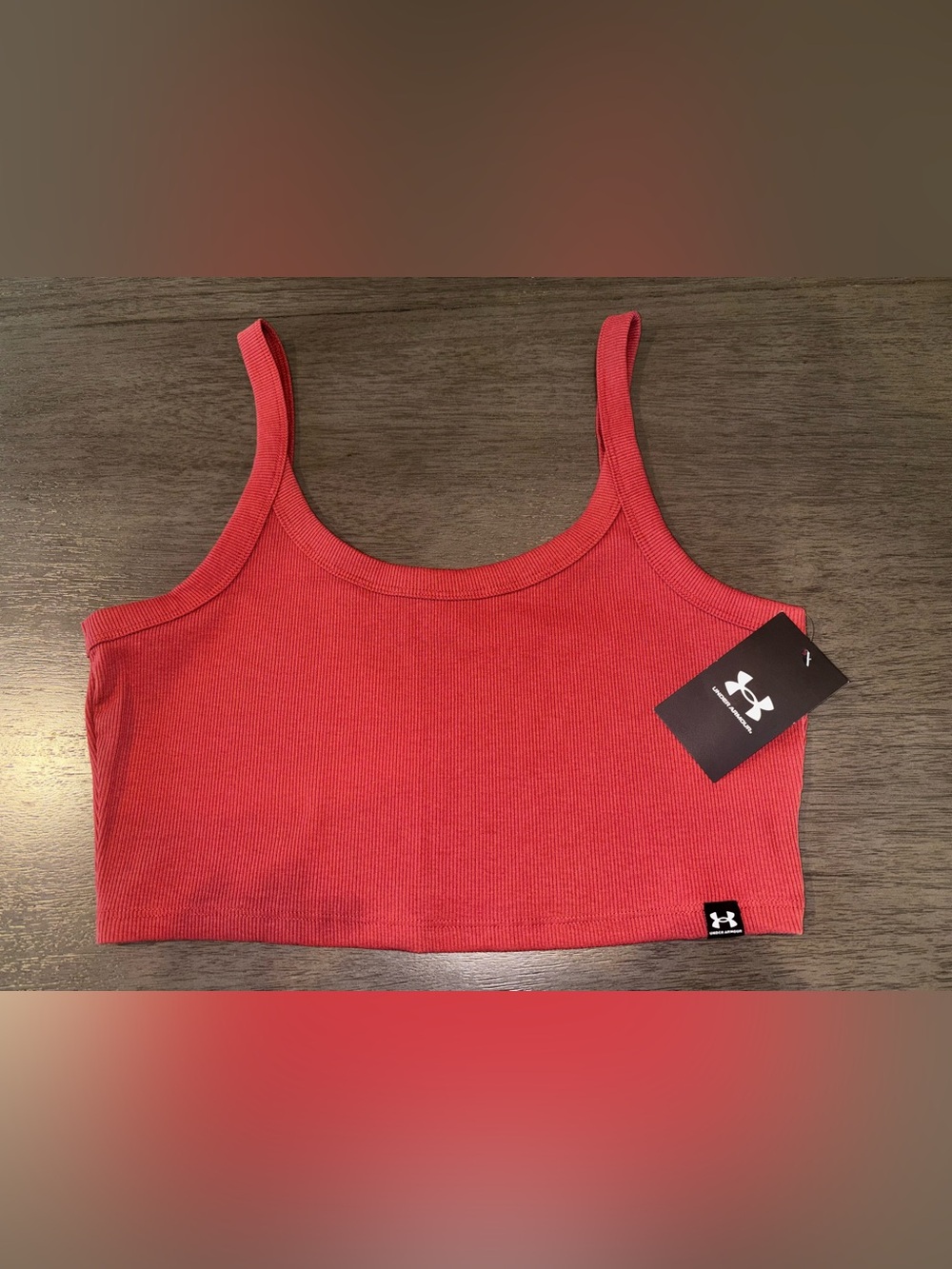 Under Armour Coral-Red Ribbed Crop Tank